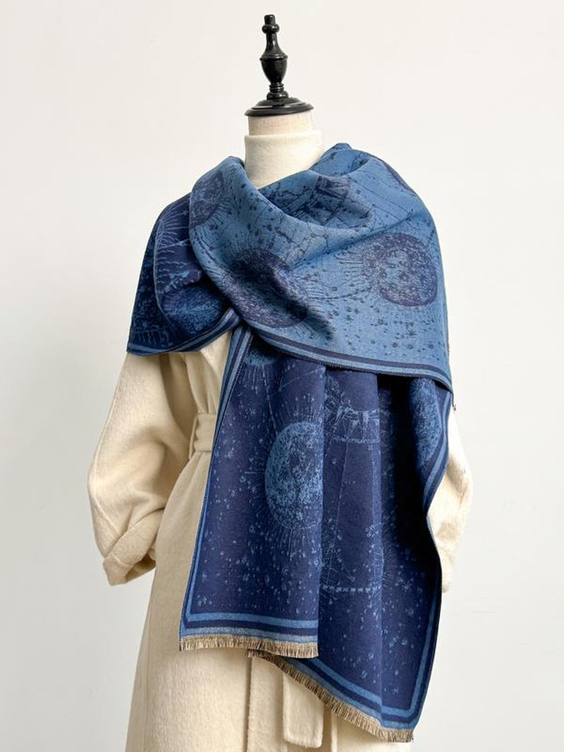 Starry Sky Pattern Fringe Scarf