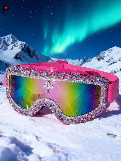 Unisex Rhinestone Criss-Cross Design Sunglasses