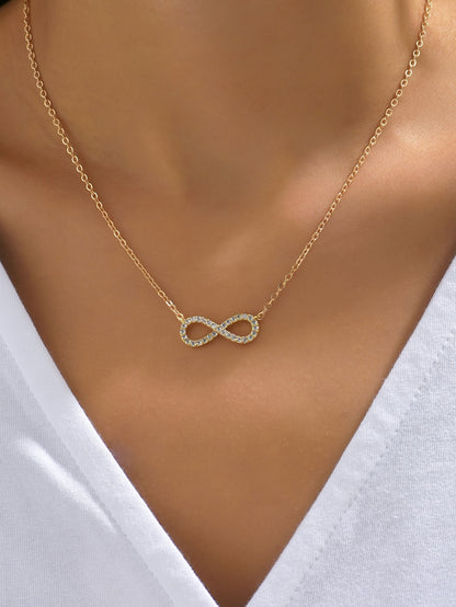  Cubic Zirconia Infinity Symbol Charm Necklace