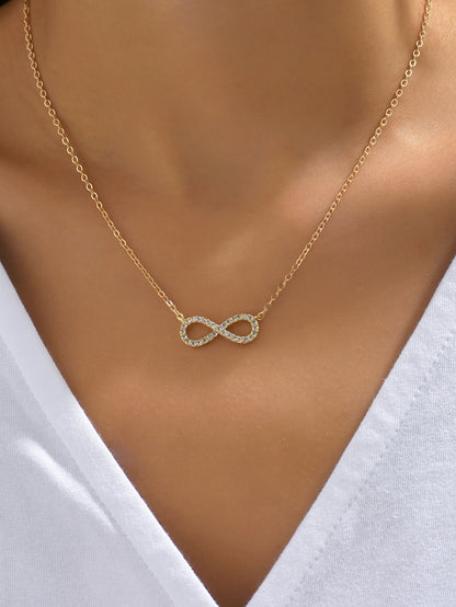  Cubic Zirconia Infinity Symbol Charm Necklace