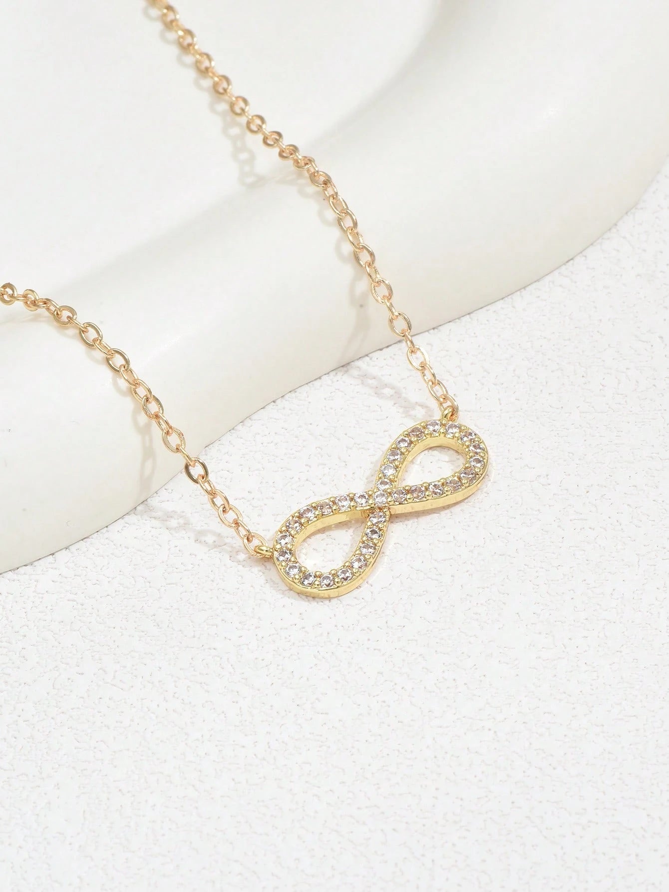  Cubic Zirconia Infinity Symbol Charm Necklace