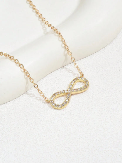  Cubic Zirconia Infinity Symbol Charm Necklace