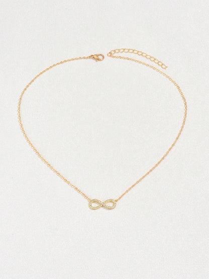  Cubic Zirconia Infinity Symbol Charm Necklace