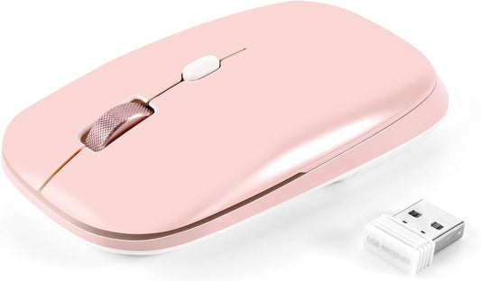 Wireless Flat Mouse, 2.4G Optical Mouse for Laptop, PC, Chromebook (Pink)