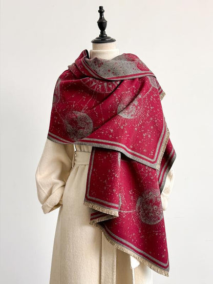 Starry Sky Pattern Fringe Scarf