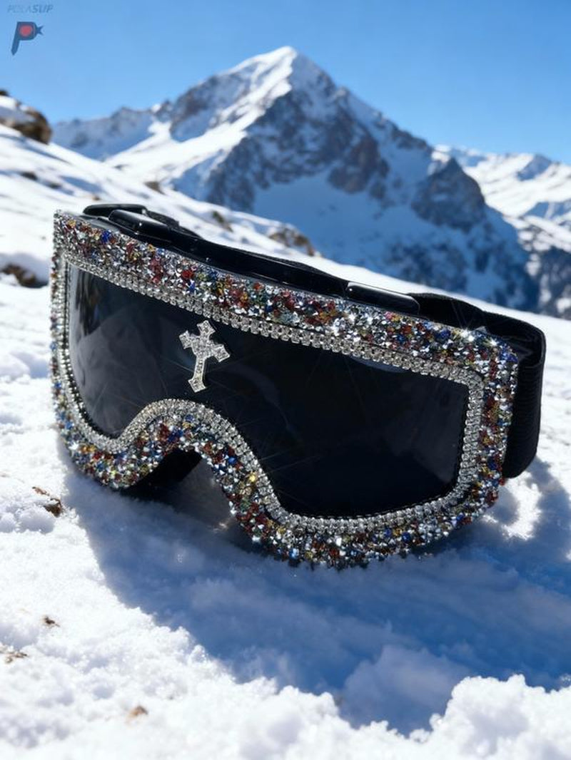Unisex Rhinestone Criss-Cross Design Sunglasses