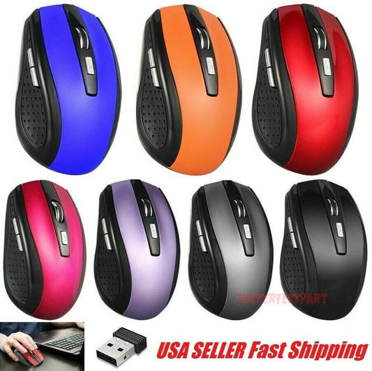 2.4Ghz Wireless Optical Mouse Mice & USB Receiver for PC Laptop Computer