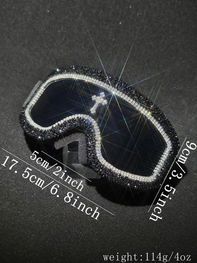 Unisex Rhinestone Criss-Cross Design Sunglasses