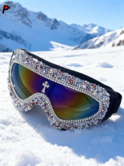 Unisex Rhinestone Criss-Cross Design Sunglasses