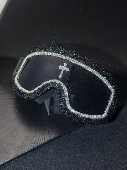 Unisex Rhinestone Criss-Cross Design Sunglasses