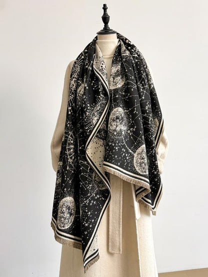 Starry Sky Pattern Fringe Scarf