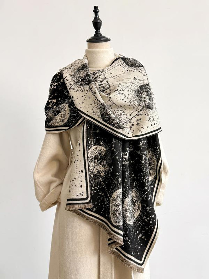 Starry Sky Pattern Fringe Scarf