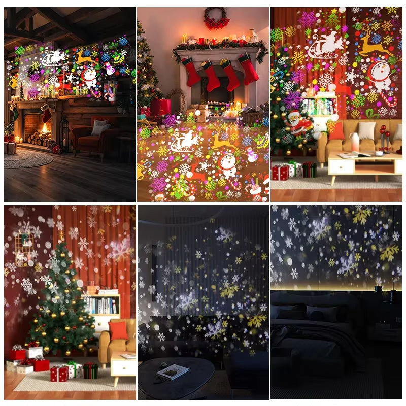 16 Patterns Christmas Halloween Projection Snowflake Light LED 