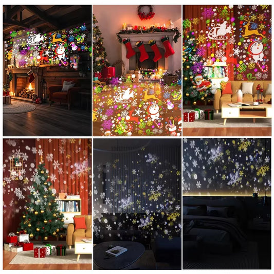 16 Patterns Christmas Halloween Projection Snowflake Light LED 