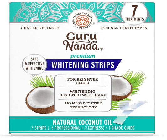 Gurunanda Teeth Whitening Strips with Coconut Oil-14 Enamel Safe Strips