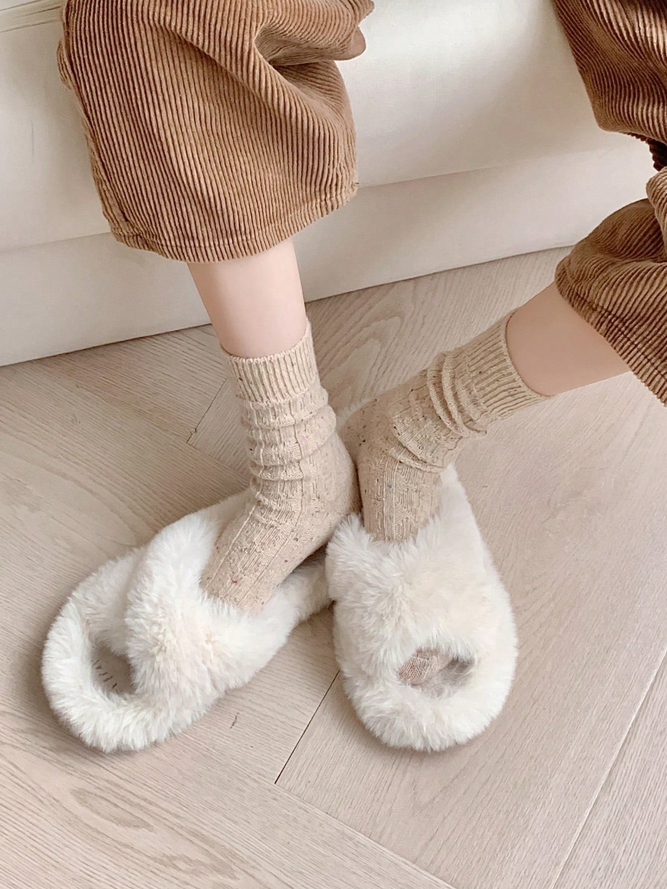 3Pairs Women'S Thick Warm Wool Vintage Style Mid-Calf Socks for Autumn and Winter, Fall