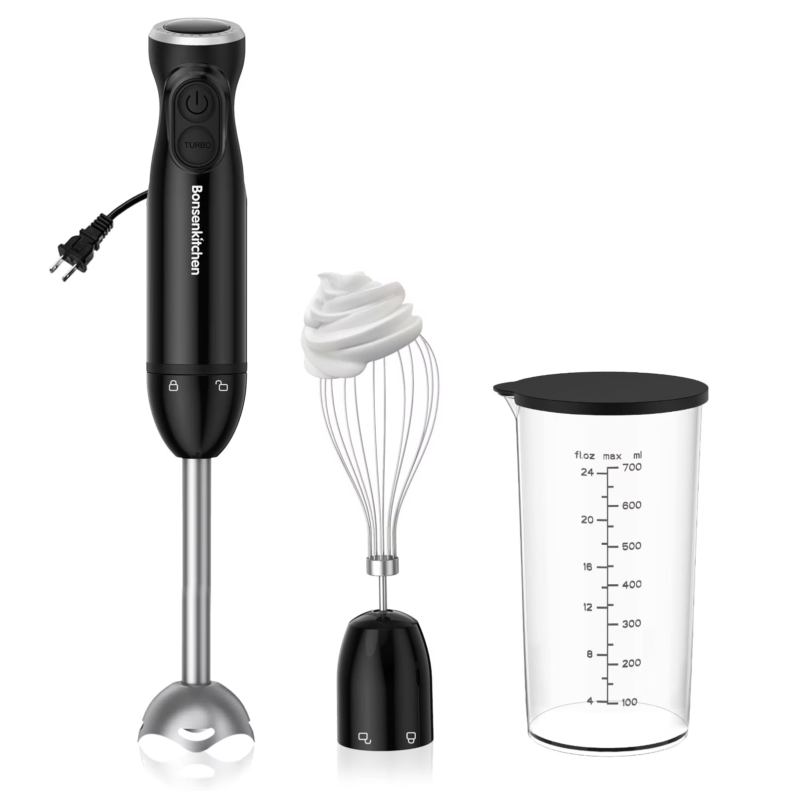 3 in 1 Immersion Blender with Egg Whisk & 700Ml Measuring Cup