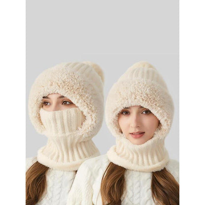 Women'S Solid Color Pom Pom Decor Beanie Hat