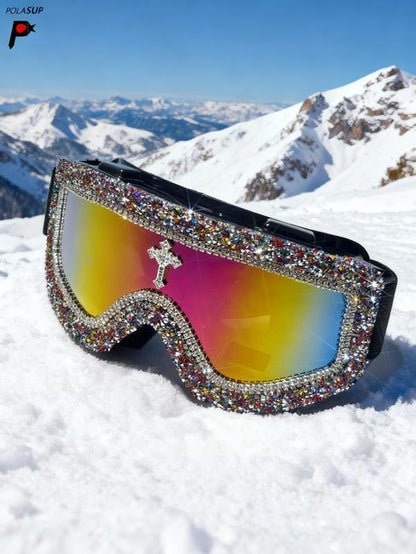 Unisex Rhinestone Criss-Cross Design Sunglasses