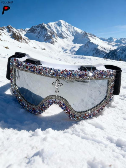 Unisex Rhinestone Criss-Cross Design Sunglasses