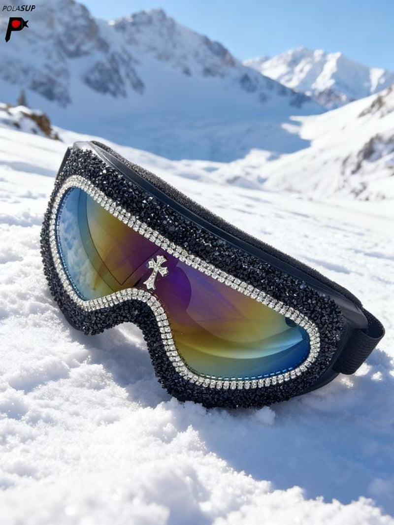 Unisex Rhinestone Criss-Cross Design Sunglasses