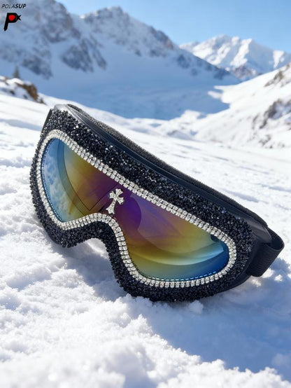 Unisex Rhinestone Criss-Cross Design Sunglasses